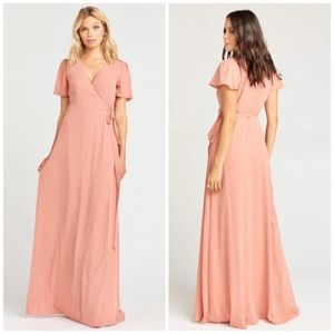 Show Me Your MuMu rose blush wrap dress XL